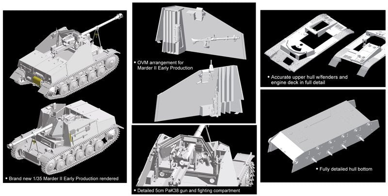 Dragon 6769 Panzerjager II fur Pak 40/2, Sd.Kfz.131 Marder II Early Production 1/35 – obrázek 3