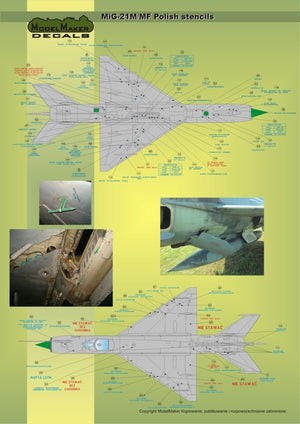 ModelMaker Decals D48020 MiG-21PFM/M/MF/bis/UM Polish stencils 1/48 – imagen 3