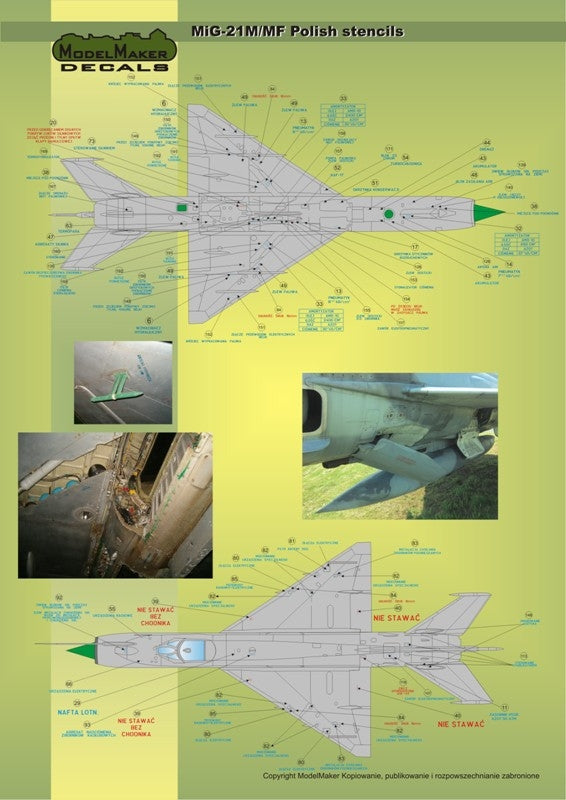 ModelMaker Decals D48020 MiG-21PFM/M/MF/bis/UM Polish stencils 1/48 – imagen 3