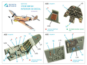 Quinta Studio QD72102 BF 109F-2/4 3D-Printed &amp;amp; colored Interior on decal paper (Eduard) 1/72 – Bild 2