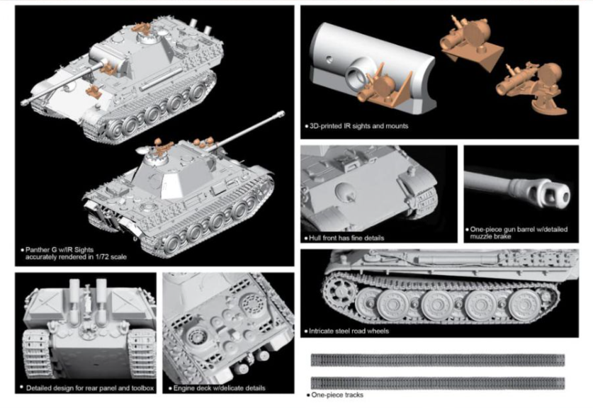 Dragon 7697 Panther G Steel Wheel w/IR Sights 1/72 – obrázek 2