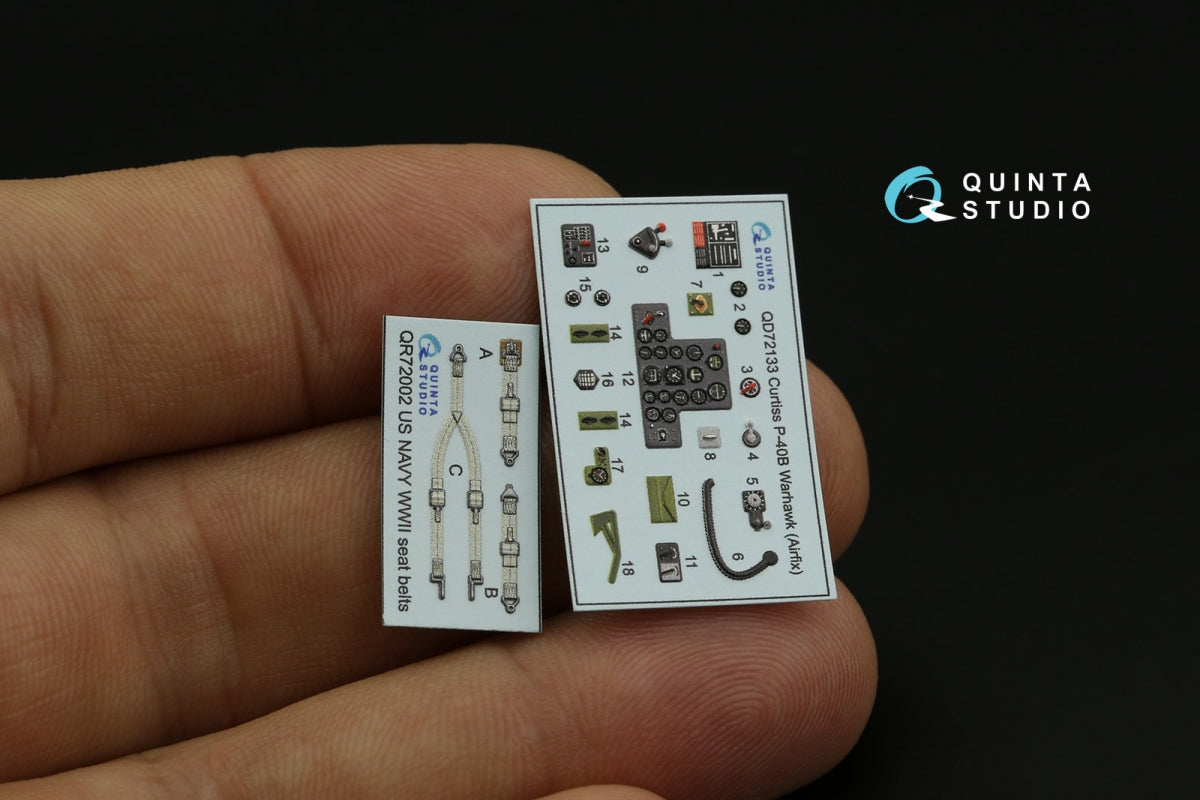 Quinta Studio QD72133 P-40B 3D-Printed colored Interior on decal paper (Airfix) 1/72 – immagine 12
