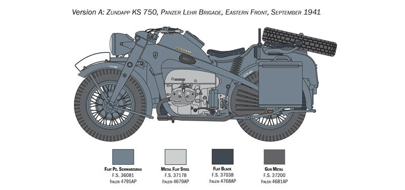 Italeri 7406 ZUNDAPP KS 750 with Sidecar 1/9 – image 5
