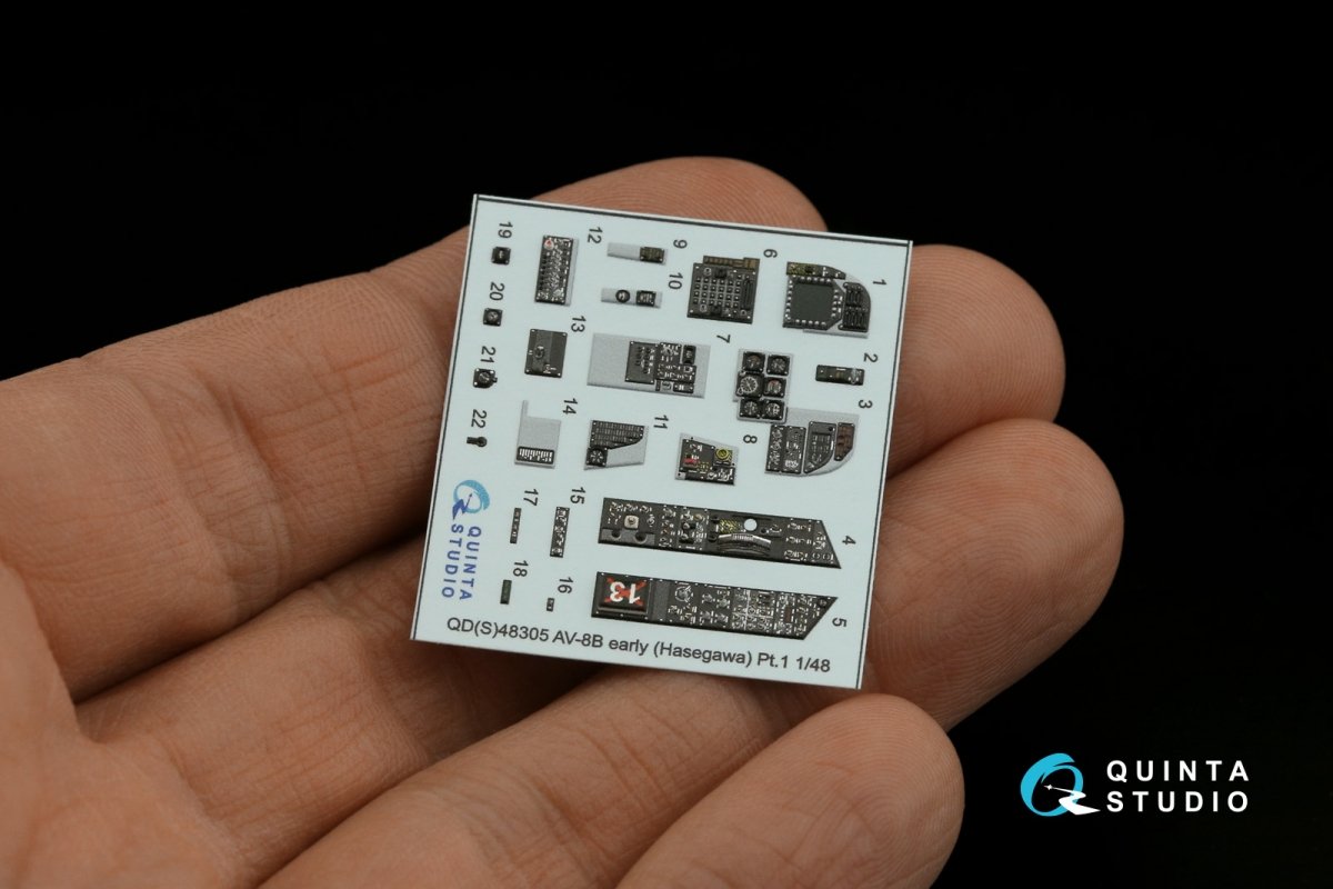 Quinta Studio QDS-48305 AV-8B Early 3D-Printed &amp;amp; colored Interior on decal paper (Hasegawa) (Small version) 1/48 – obrázek 4