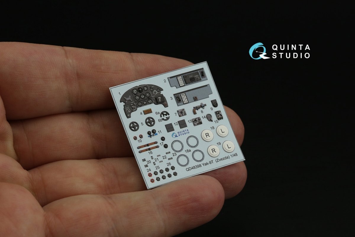 Quinta Studio QD48398 Yak-9T 3D-Printed &amp;amp; colored Interior on decal paper (Zvezda) 1/48 – image 4