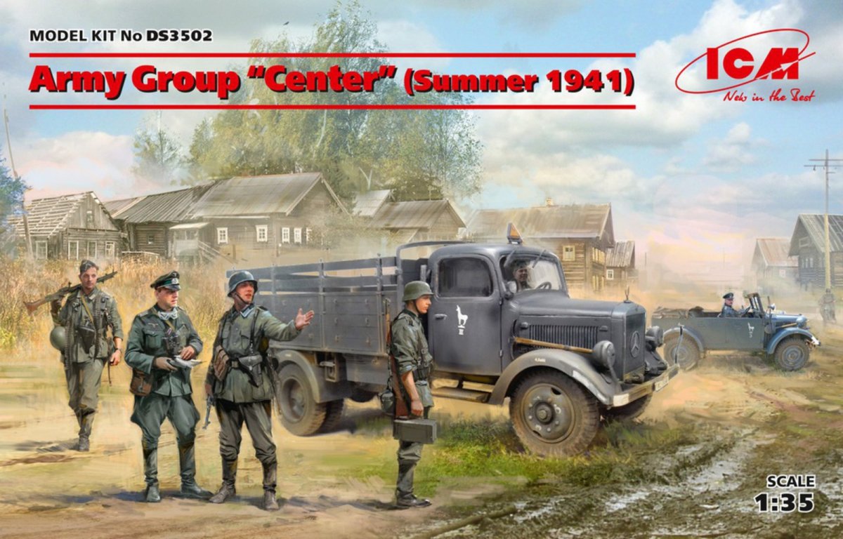 ICM DS3502 Army Group &amp;quot;Center&amp;quot; (Summer 1941) (Kfz.1, Type L3000S, German Infantry (4 figures), German Drivers (4 figures) 1/35