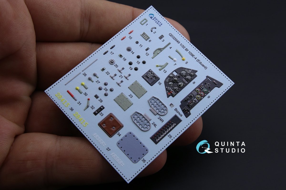 Quinta Studio QD32049 Bf 109E-4 3D-Printed &amp;amp; colored Interior on decal paper (for Eduard kit) 1/32 – Bild 4