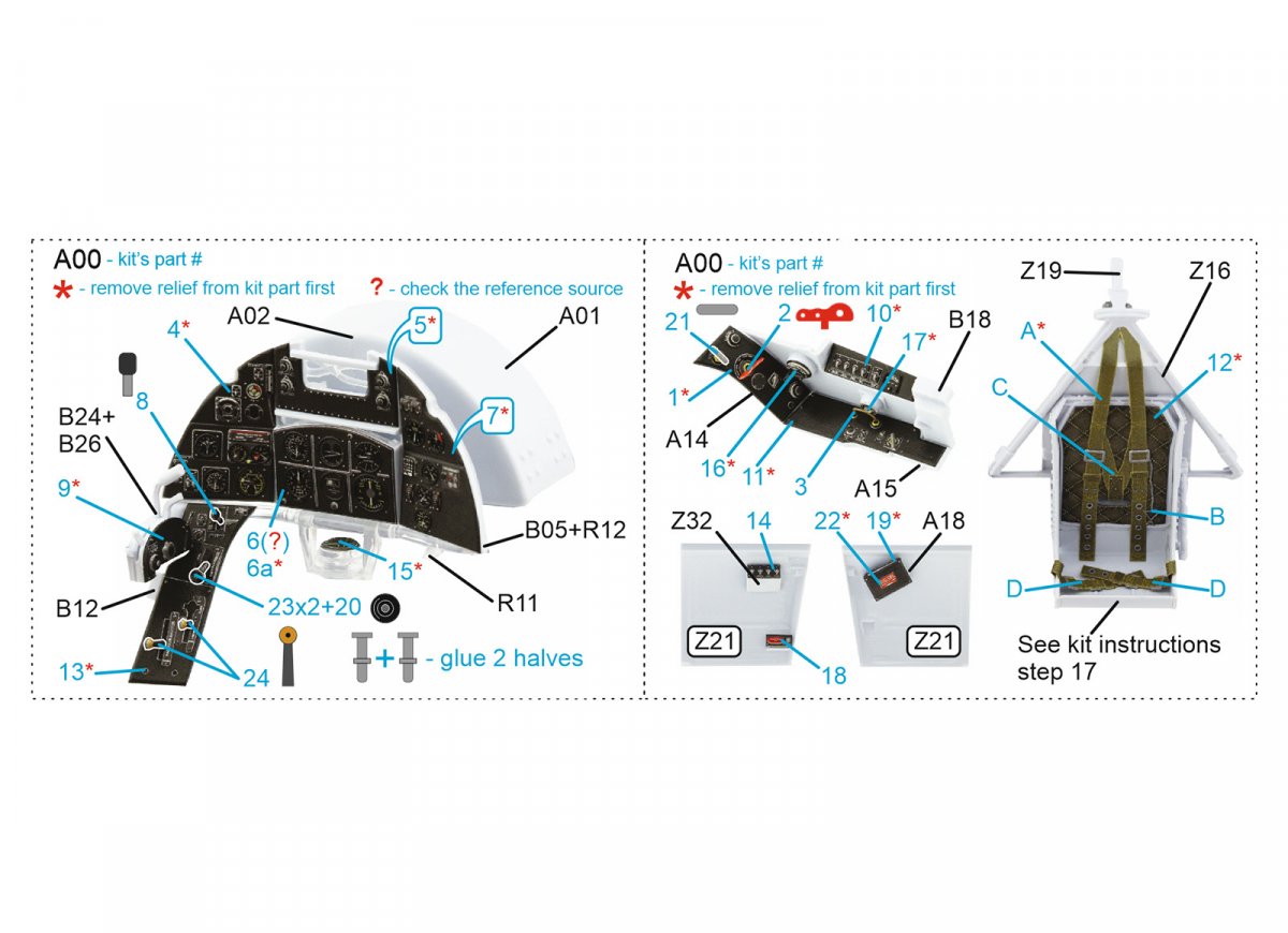 Quinta Studio QD24002 Hawker Typhoon (Car Door) 3D-Printed &amp;amp; colored Interior on decal paper (Airfix) 1/24 – Bild 12