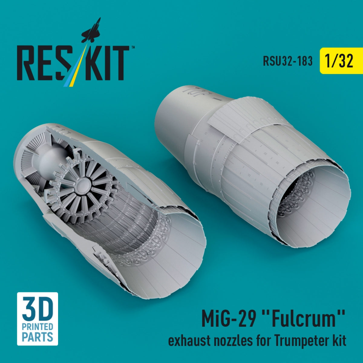RESKIT RSU32-0183 MiG-29 &amp;quot;Fulcrum&amp;quot; exhaust nozzles for Trumpeter kit (3D Printed) 1/32