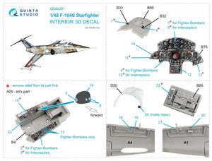 Quinta Studio QD48201 F-104S 3D-Printed &amp;amp; colored Interior on decal paper (Kinetic) 1/48 – image 2