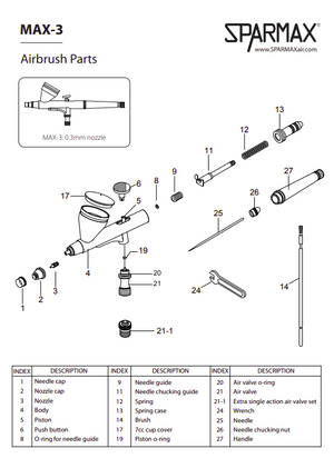 Sparmax MAX-3 Airbrush - Nozzle 0.3 mm – image 2