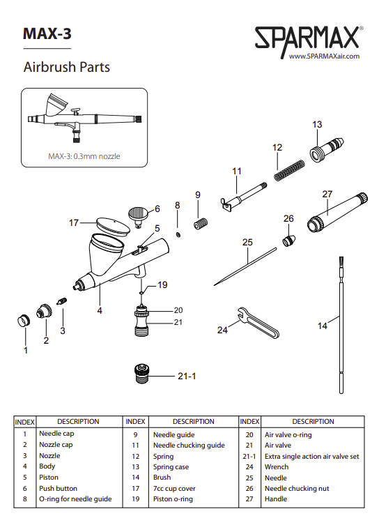 Sparmax MAX-3 Airbrush - Nozzle 0.3 mm – image 2