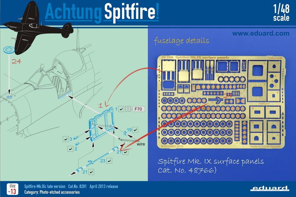 Eduard 48766 Spitfire Mk. IX surface panels 1/48 EDUARD – obrázek 5