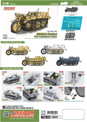 Freedom 16001 Sd.Kfz. 2 Kettenkraftrad Type HK 101 1/16 – immagine 2