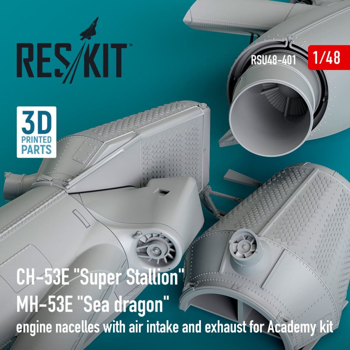 RESKIT RSU48-0401 Nacelles de moteurs CH-53E « Super Stallion » et MH-53E « Sea Dragon » avec entrée d&amp;#39;air et échappement pour maquette Academy (impression 3D) 1/48 – image 3