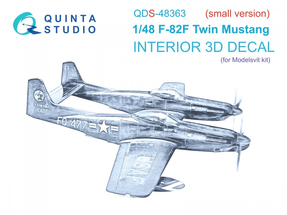 Quinta Studio QDS-48363 F-82F Twin Mustang 3D-Printed &amp;amp; colored Interior on decal paper (Modelsvit) (Small version) 1/48