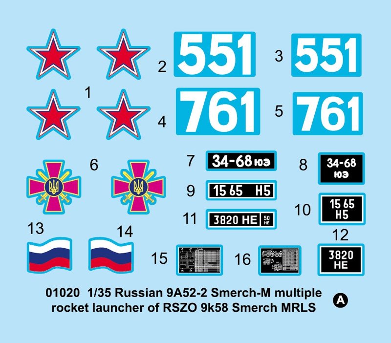 Trumpeter 01020 Russian 9A52-2 Smerch M multiple rocket launcher of RSZO 9k58 Smerch MRLS – Bild 5