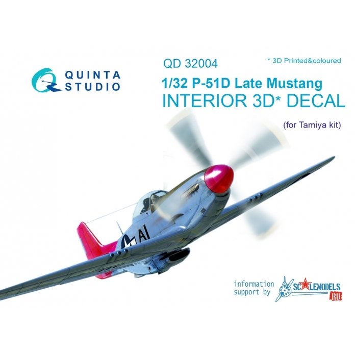 Quinta Studio QD32004 P-51D (Late) 3D-Printed &amp;amp; colored Interior on decal paper (for Tamiya kit) 1/32