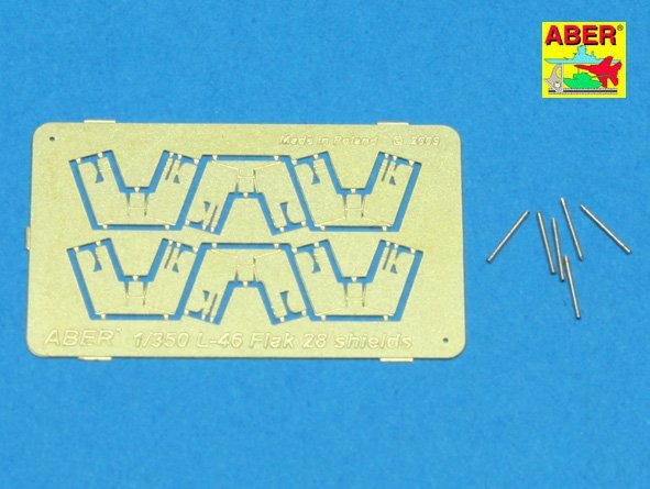 Aber 350L-46 Set of 6 pcs 4cm Flak 28 barrels with shields for German Navy 1/350