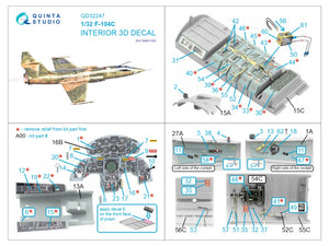 Quinta Studio QD32247 F-104C 3D-Printed &amp;amp; colored Interior on decal paper (Italeri) 1/32 – image 7