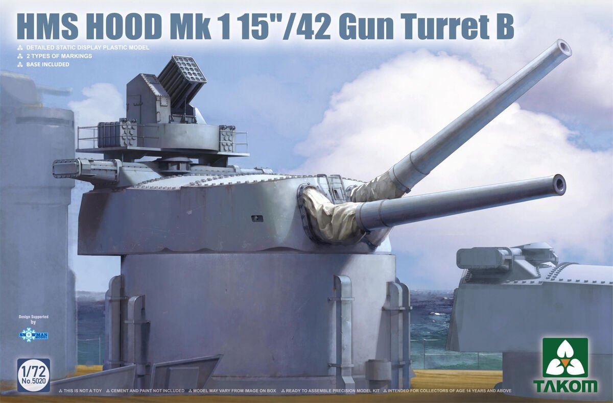 Takom 5020 HMS Hood 15&amp;quot;/42 Mk1 Gun Turret B 1 1/72