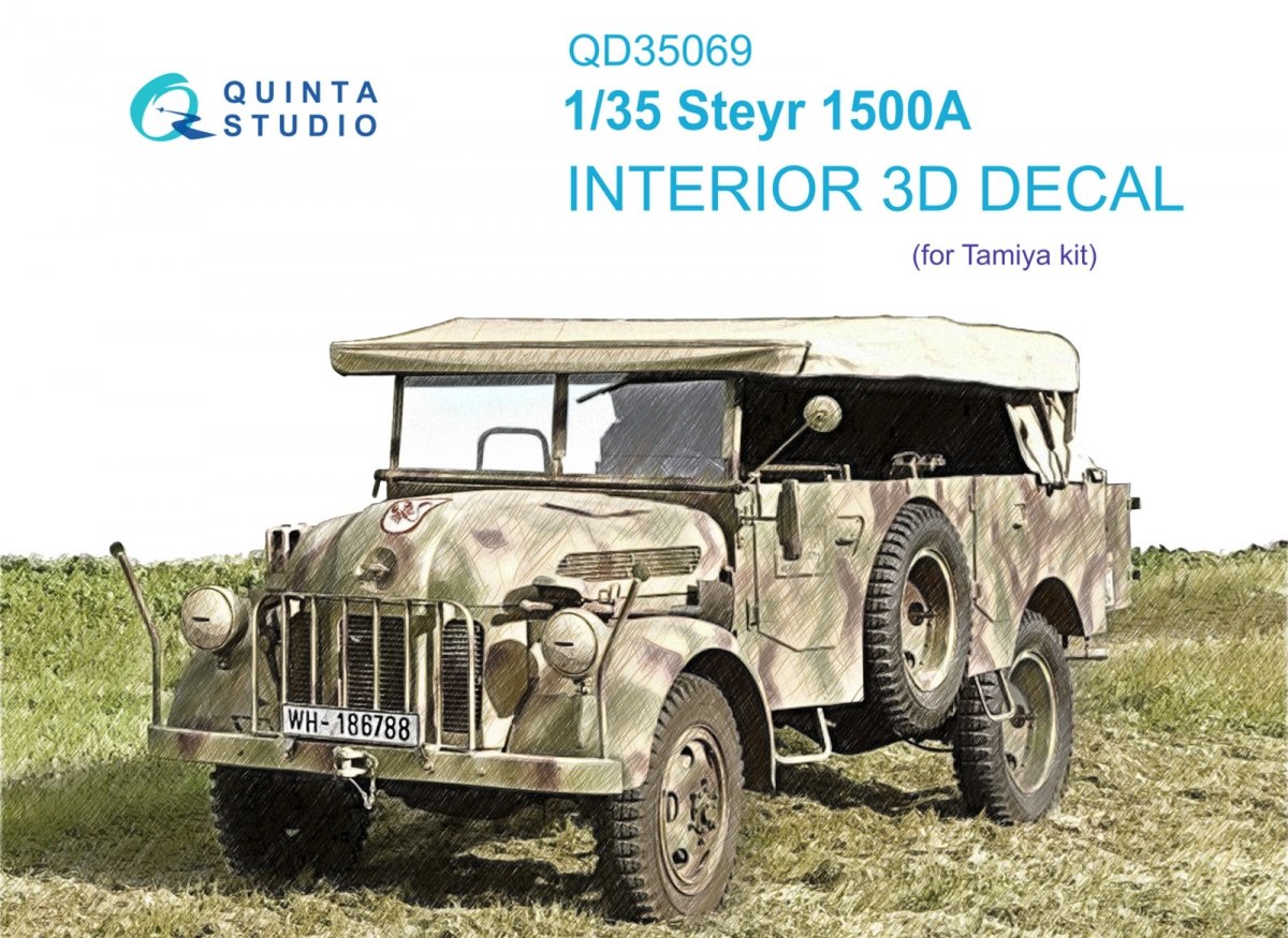Quinta Studio QD35069 Steyr 1500A 3D-Printed &amp;amp; colored Interior on decal paper (Tamiya) 1/35