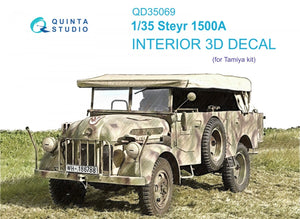 Quinta Studio QD35069 Steyr 1500A 3D-Printed &amp;amp; colored Interior on decal paper (Tamiya) 1/35