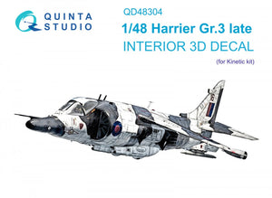 Quinta Studio QD48304 Harrier Gr.3 late 3D-Printed &amp;amp; colored Interior on decal paper (Kinetic) 1/48
