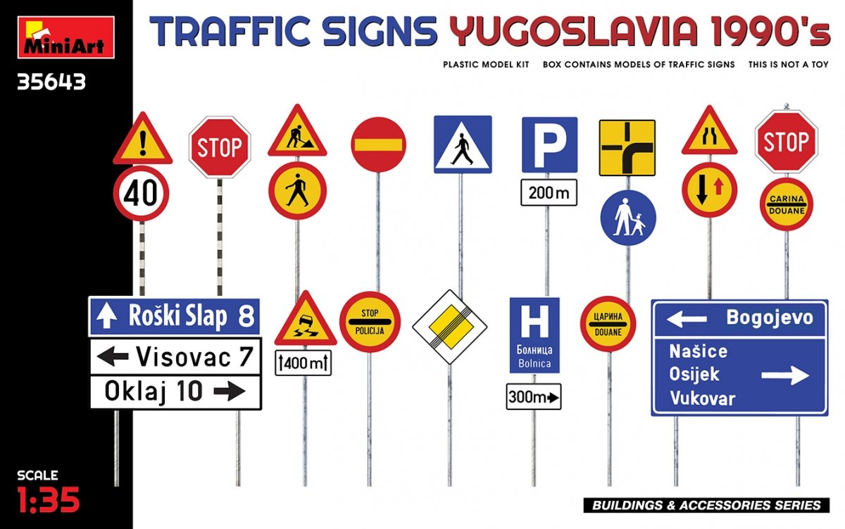 MiniArt 35643 TRAFFIC SIGNS. YUGOSLAVIA 1990&amp;#39;s 1/35