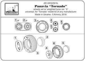 Armory Models AW32501b Panavia Tornado wheels, w/ tires type “b” (GY) 1/32 – image 6