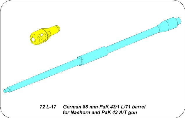 Aber 72L-17 Barrel 88mm PaK43/1 L/71 for Nashorn and PaK43/Tgun 1/72 – Bild 4