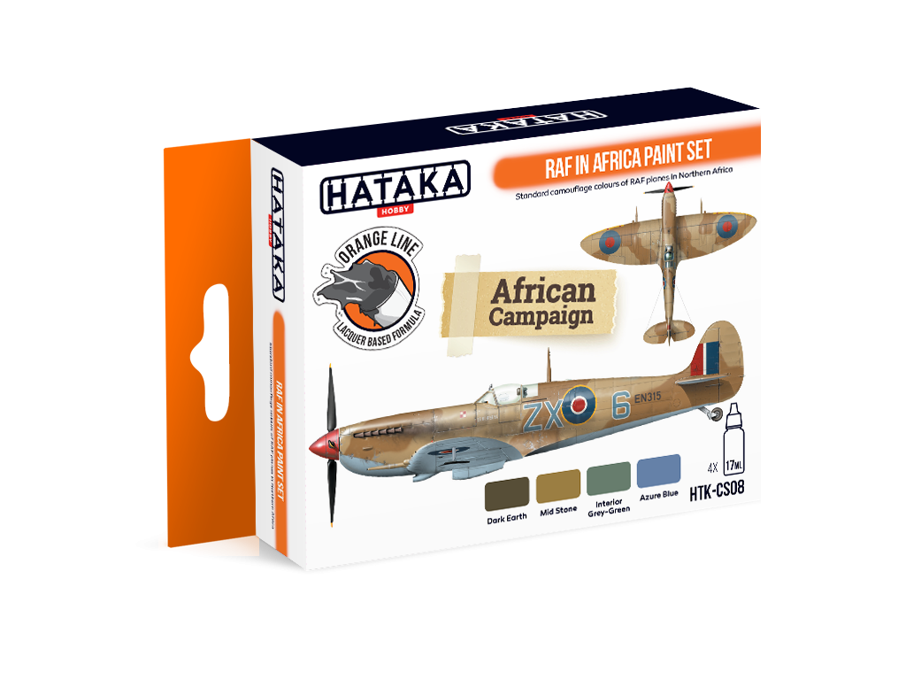 Coffret de peinture Hataka HTK-CS08 RAF en Afrique, 4 x 17 ml