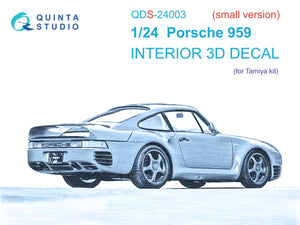 Quinta Studio QDS-24003 Porsche 959 3D-Printed &amp;amp; colored Interior on decal paper (Tamiya) (Small version) 1/24