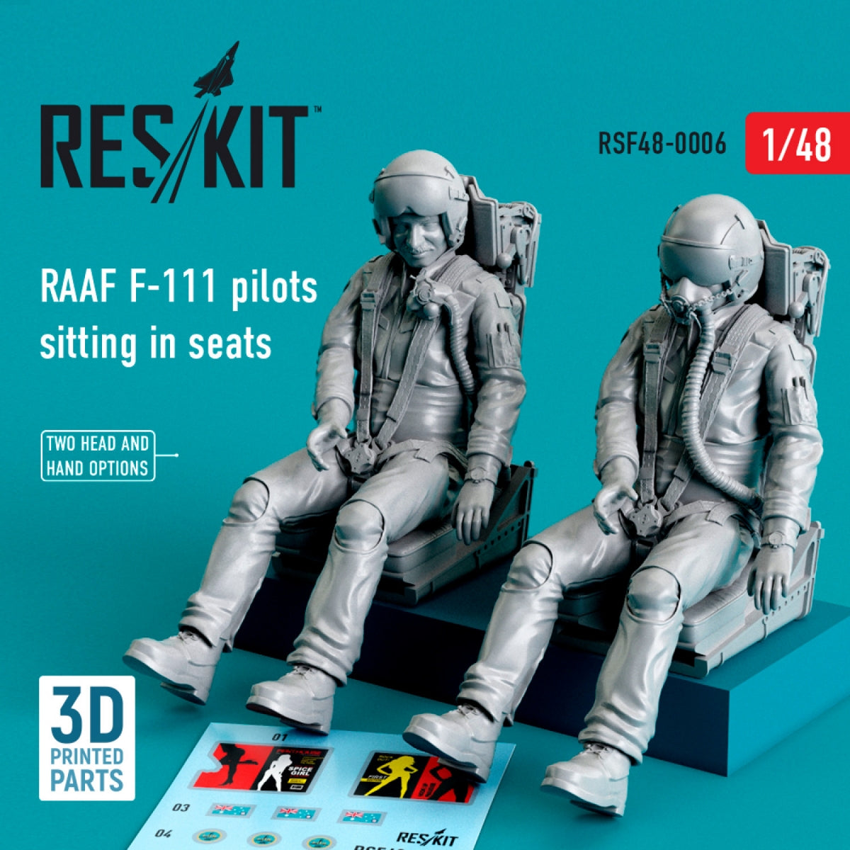 RESKIT RSF48-0006 RAAF F-111 PILOTS SITTING IN SEATS (2 PCS) (3D PRINTED) 1/48 – image 2