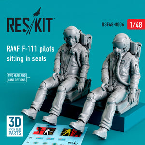 RESKIT RSF48-0006 RAAF F-111 PILOTS SITTING IN SEATS (2 PCS) (3D PRINTED) 1/48 – image 2