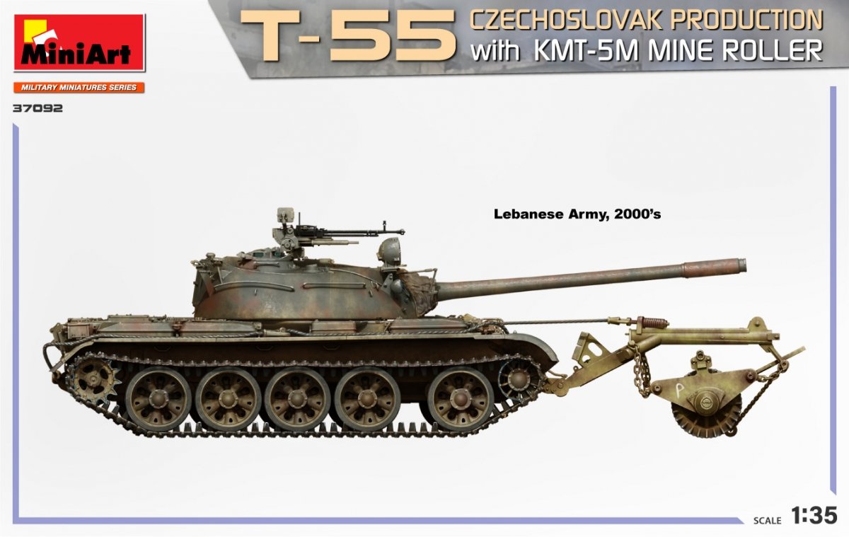 MiniArt 37092 T-55 CZECHOSLOVAK PRODUCTION with KMT-5M MINE ROLLER 1/35 – obrázek 4