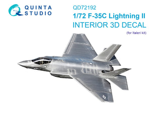 Quinta Studio QD72192 F-35C Lighting II 3D-Printed &amp;amp; colored Interior on decal paper (Italeri) 1/72