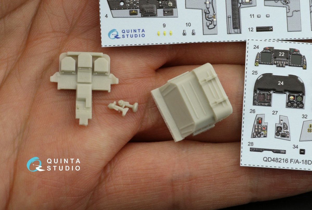 Quinta Studio QD48216 F/A-18D Late 3D-Printed &amp;amp; colored Interior on decal paper with resin parts (Kinetic) 1/48 – image 3