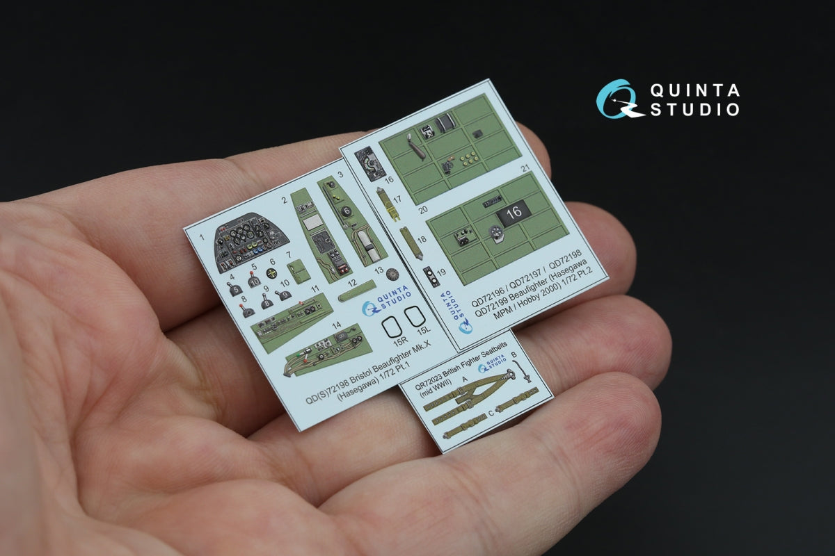 Quinta Studio QD72198 Bristol Beaufighter Mk.X 3D-Printed colored Interior on decal paper (Hasegawa) 1/72 – Bild 3