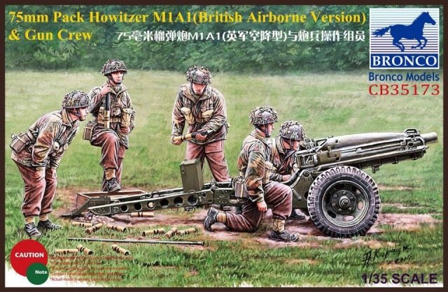 Bronco CB35173 75mm Pack Howitzer M1A1 (British Airborne Version) Gun Crew (1/35)