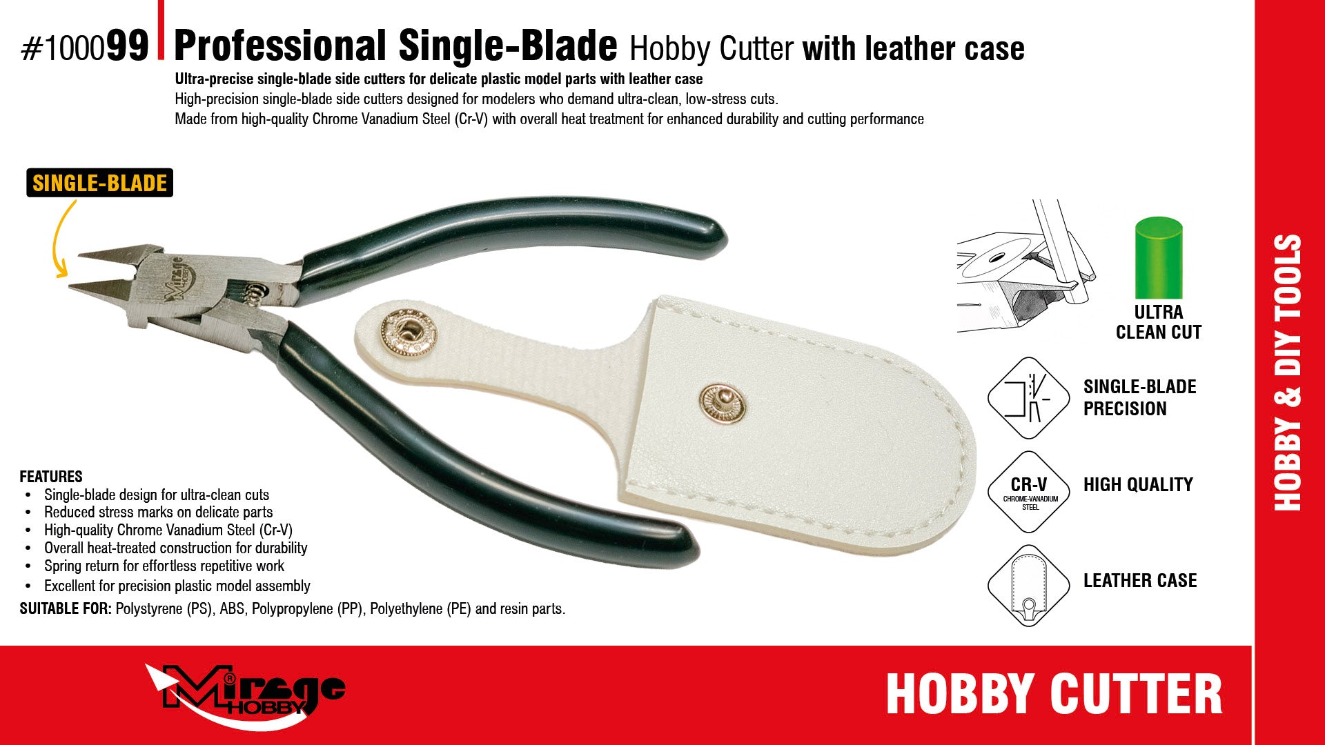 Mirage 100099 Professional Single-Blade Hobby Cutter with Leather Case – obrázek 2