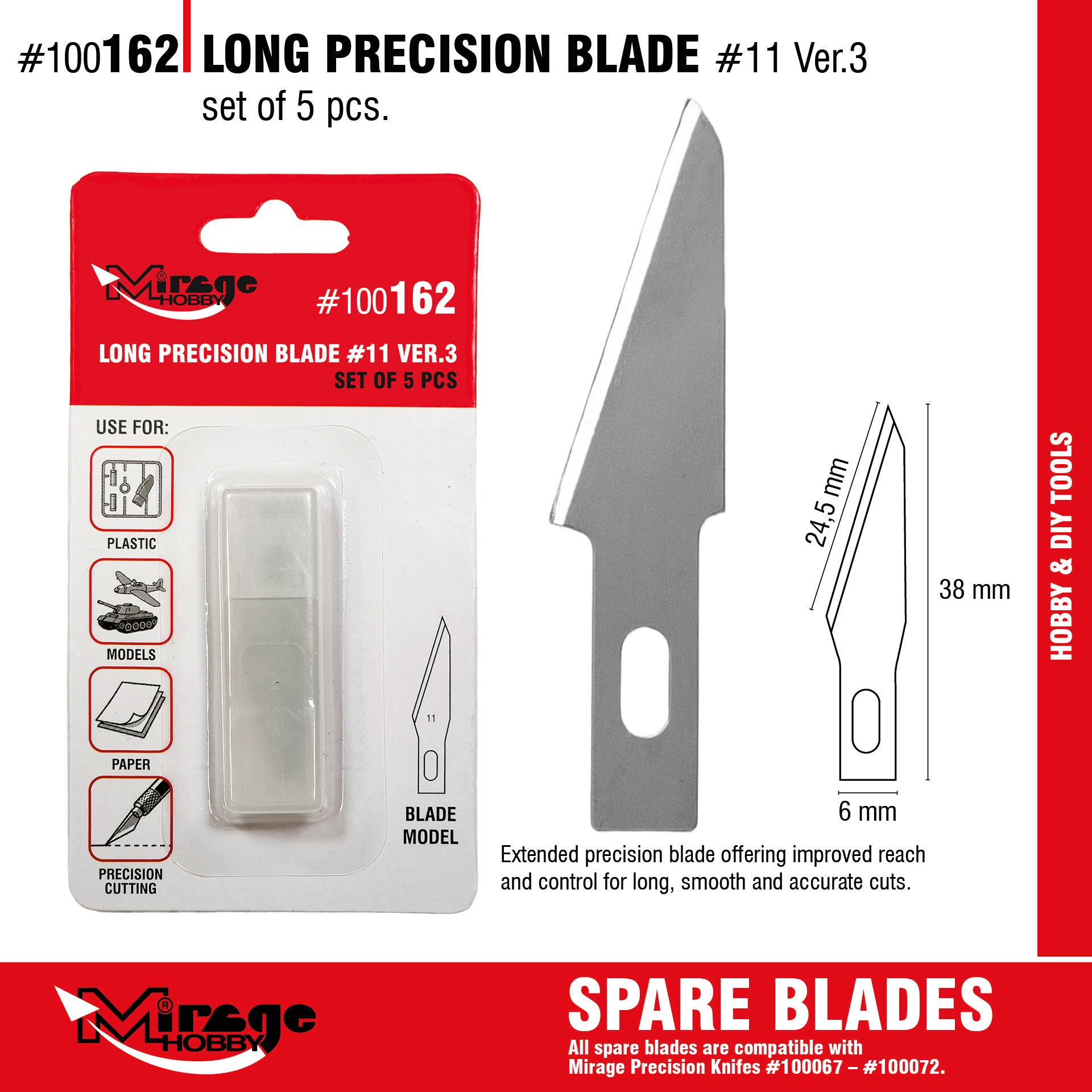 Mirage 100162 Long Precision Blade (5 pcs) – obrázek 2