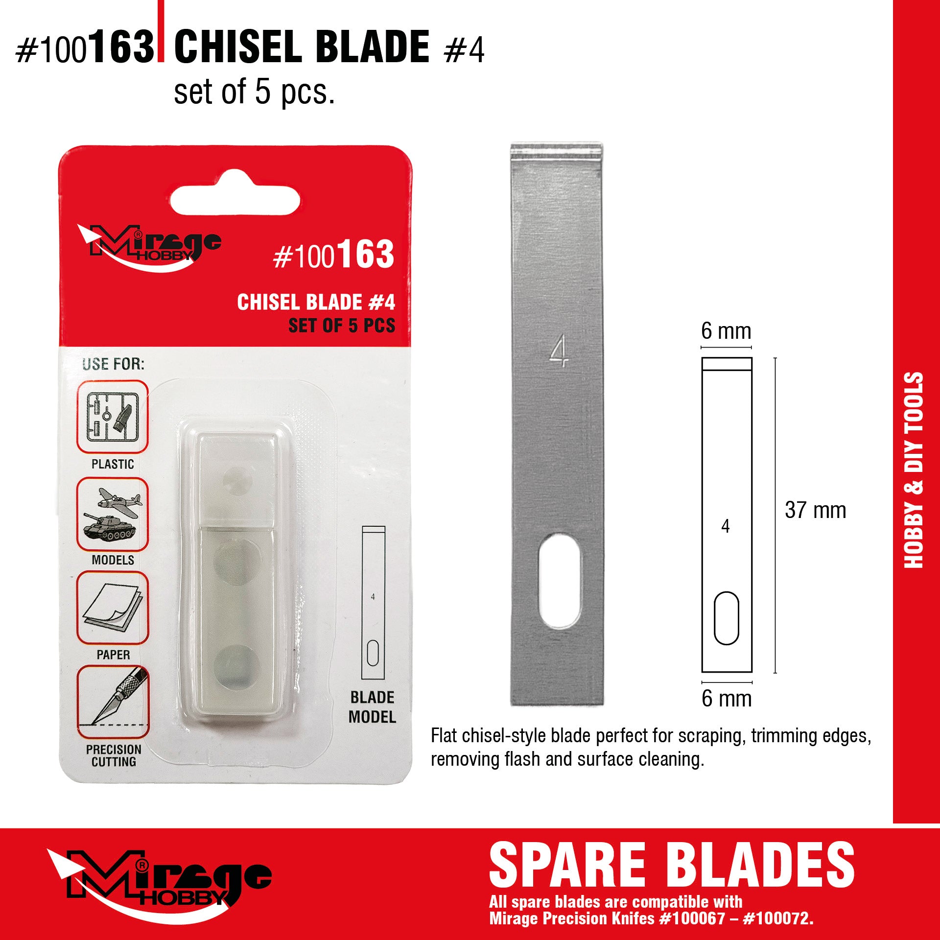 Mirage 100163 Chisel Blade (5 pcs) – image 2