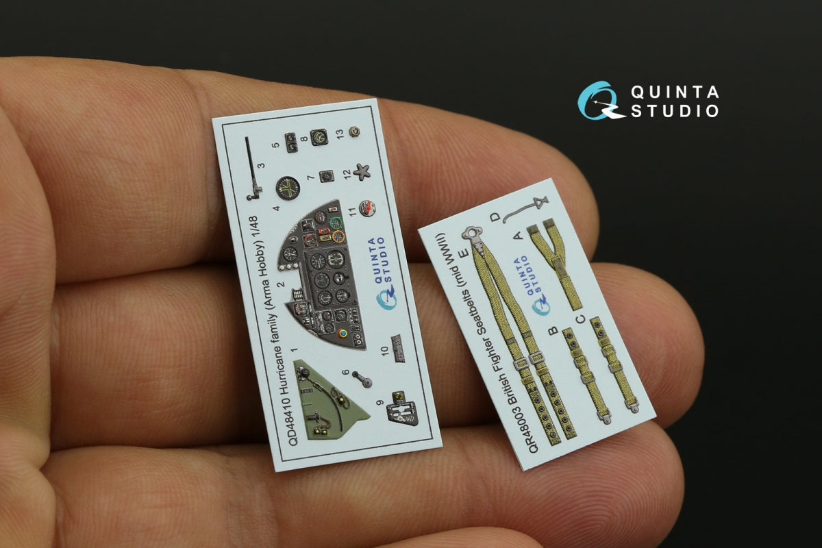 Quinta Studio QD48410 Hurricane family 3D-Printed &amp;amp; colored Interior on decal paper (Arma Hobby) 1/48 – Bild 11