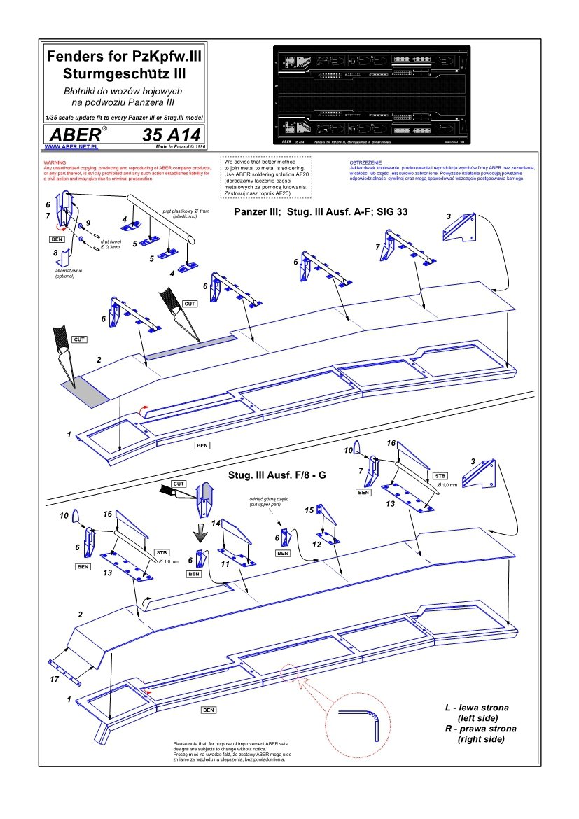 Aber 35A014 Fenders for PzKpfw III (1/35) – image 4
