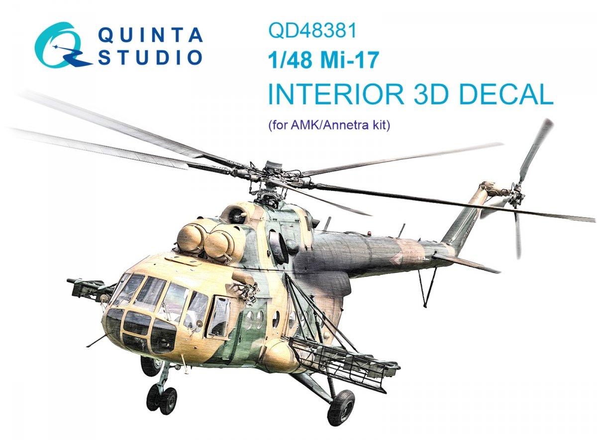 Quinta Studio QD48381 Mi-17 3D-Printed &amp; colored Interior on decal paper (AMK) 1/48