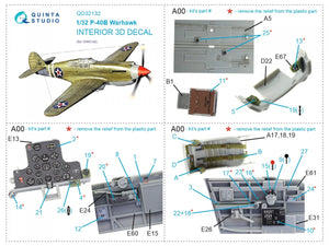 Quinta Studio QD32132 P-40B 3D-Printed &amp;amp; colored Interior on decal paper (GWH) 1/32 – obrázek 6