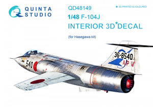 Quinta Studio QD48149 F-104J 3D-Printed &amp;amp; colored Interior on decal paper (for Hasegawa kit) 1/48