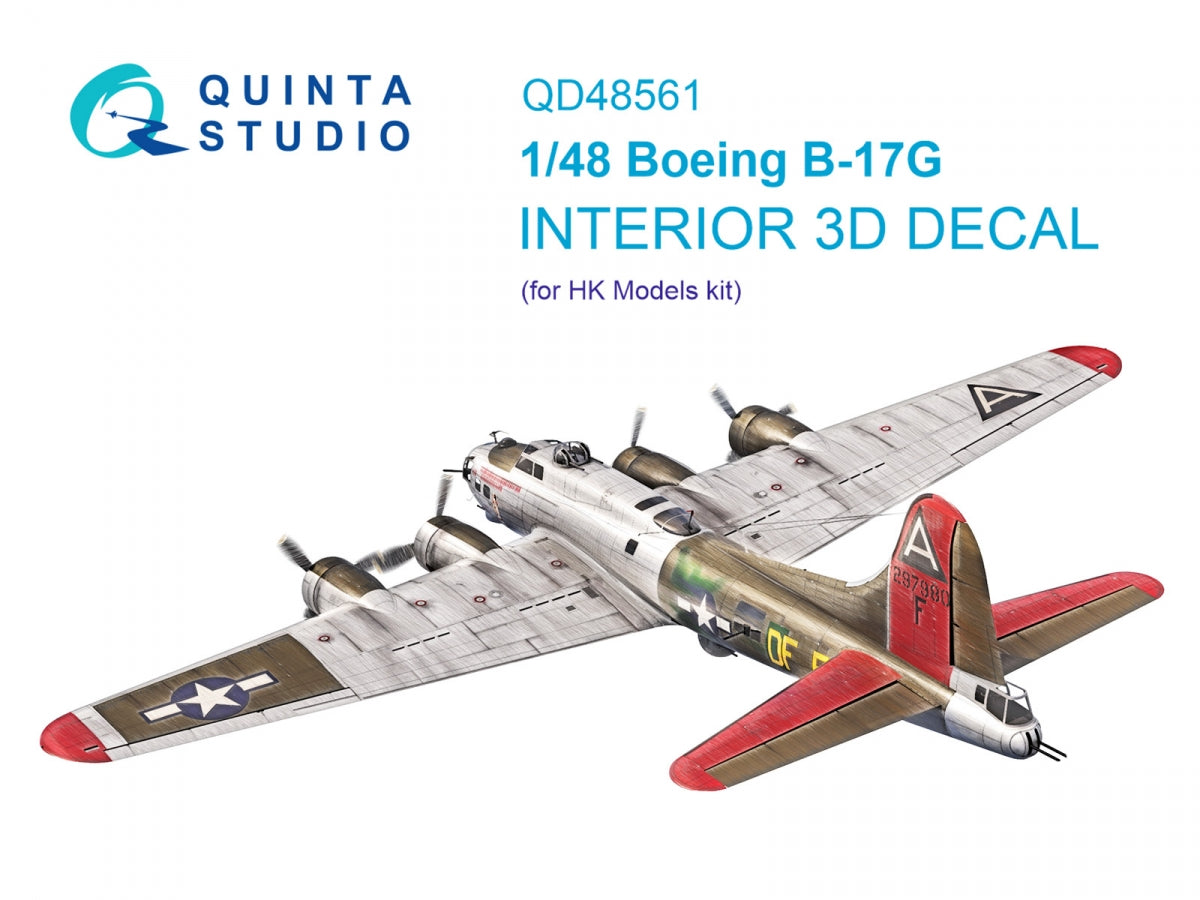 Quinta Studio QD48561 Boeing B-17G 3D-Printed &amp; colored Interior on decal paper (HK models) 1/48