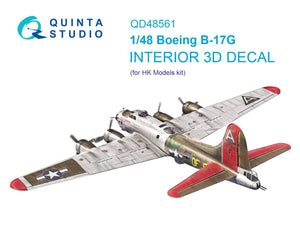 Quinta Studio QD48561 Boeing B-17G 3D-Printed &amp;amp; colored Interior on decal paper (HK models) 1/48